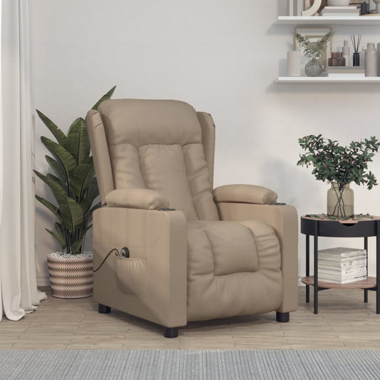 Fauteuil verstelbaar elektrisch kunstleer cappuccinokleurig is nu te koop bij PeponiXL, paradijselijk wonen!