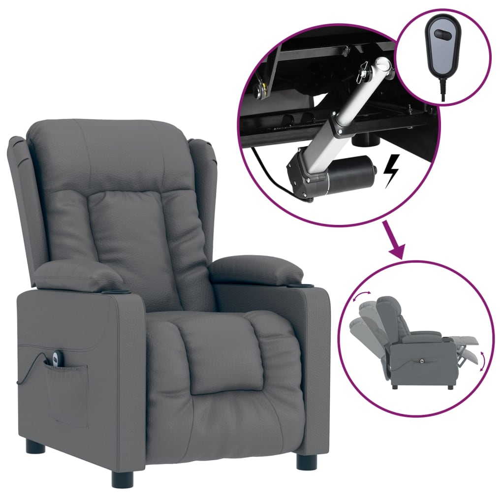 Fauteuil verstelbaar elektrisch kunstleer grijs is nu te koop bij PeponiXL, paradijselijk wonen!
