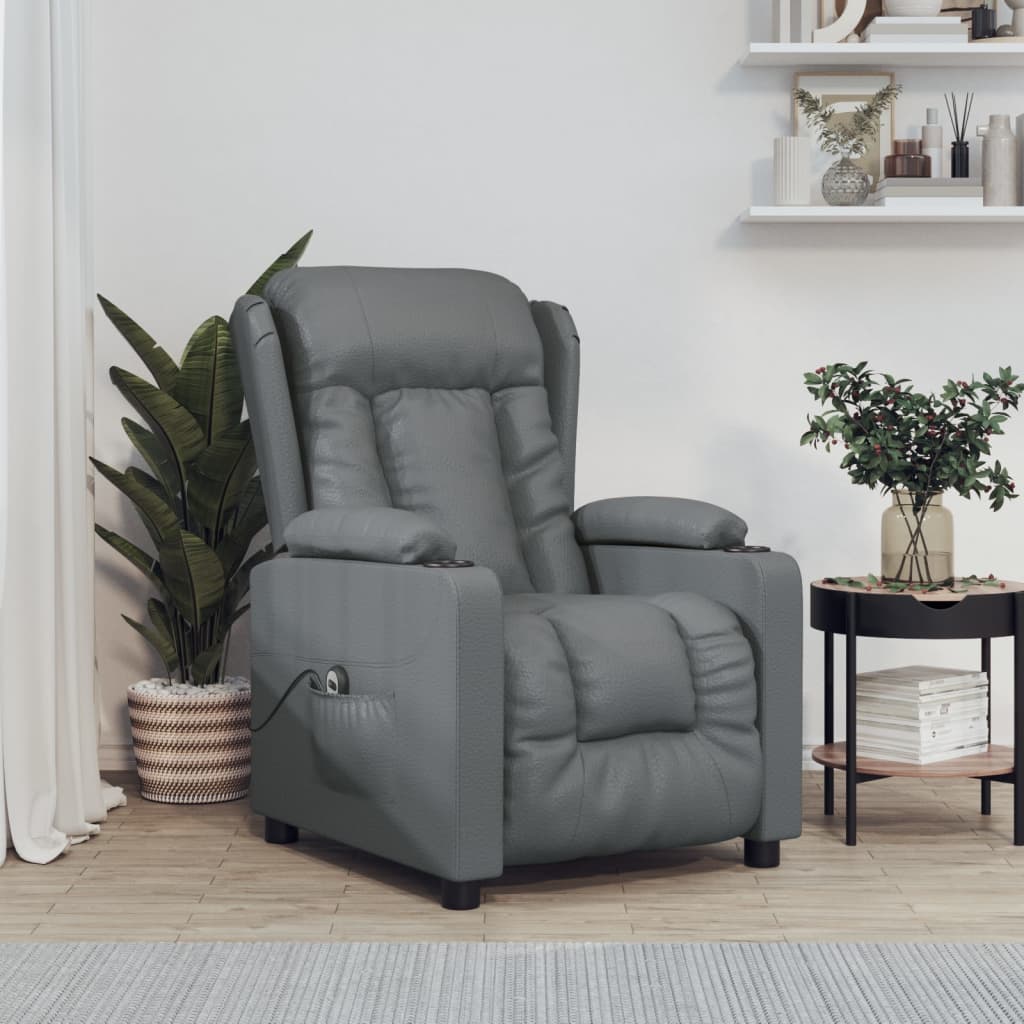 Fauteuil verstelbaar elektrisch kunstleer grijs is nu te koop bij PeponiXL, paradijselijk wonen!
