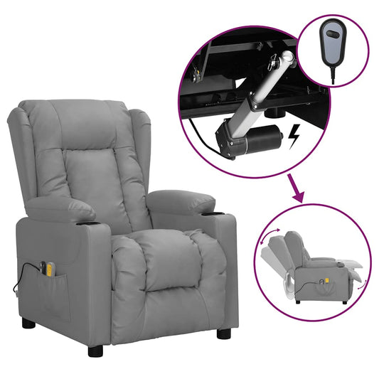 Massagestoel elektrisch kunstleer grijs is nu te koop bij PeponiXL, paradijselijk wonen!