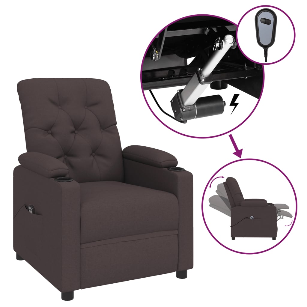 Fauteuil verstelbaar elektrisch stof donkerbruin is nu te koop bij PeponiXL, paradijselijk wonen!