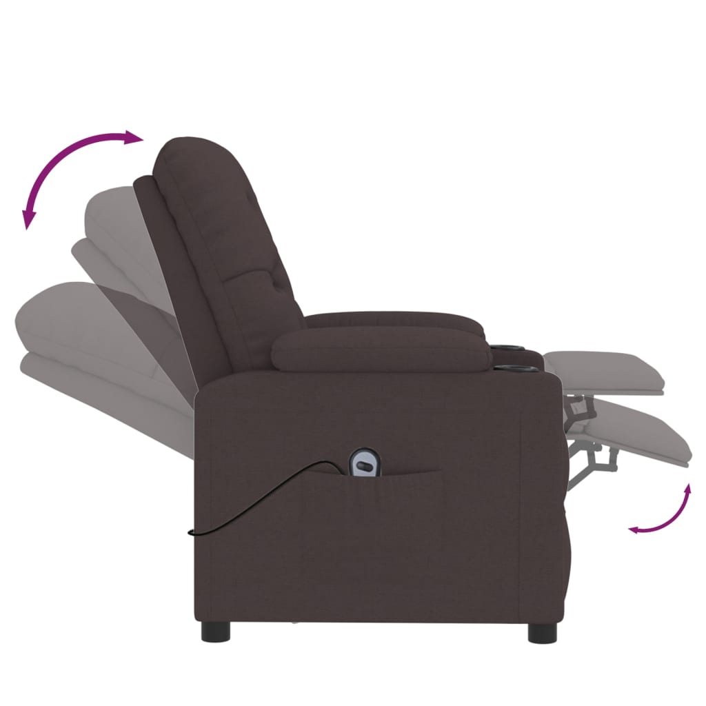 Fauteuil verstelbaar elektrisch stof donkerbruin is nu te koop bij PeponiXL, paradijselijk wonen!