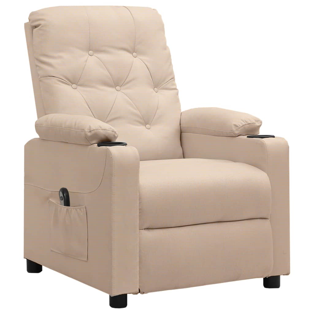 Fauteuil verstelbaar elektrisch stof crèmekleurig is nu te koop bij PeponiXL, paradijselijk wonen!