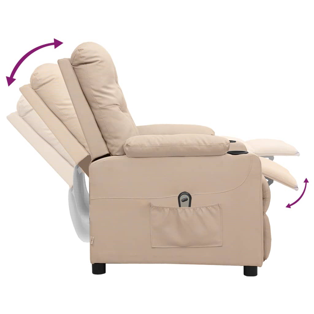 Fauteuil verstelbaar elektrisch stof crèmekleurig is nu te koop bij PeponiXL, paradijselijk wonen!