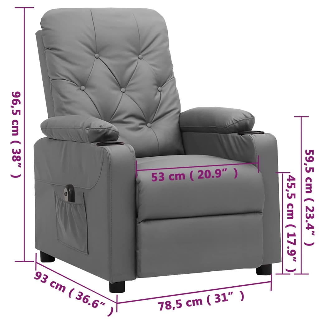 Fauteuil verstelbaar elektrisch kunstleer grijs is nu te koop bij PeponiXL, paradijselijk wonen!