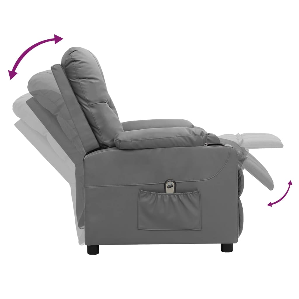 Fauteuil verstelbaar elektrisch kunstleer grijs is nu te koop bij PeponiXL, paradijselijk wonen!