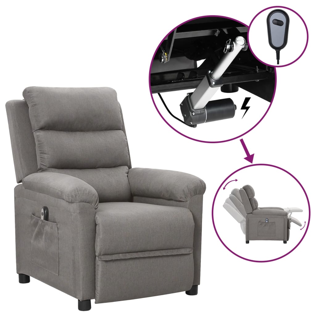 Fauteuil elektrisch verstelbaar stof lichtgrijs is nu te koop bij PeponiXL, paradijselijk wonen!