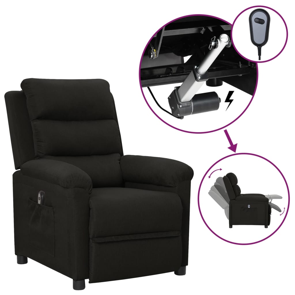 Fauteuil verstelbaar elektrisch stof zwart is nu te koop bij PeponiXL, paradijselijk wonen!