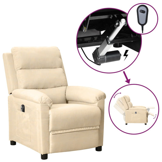 Fauteuil verstelbaar elektrisch stof crèmekleurig is nu te koop bij PeponiXL, paradijselijk wonen!