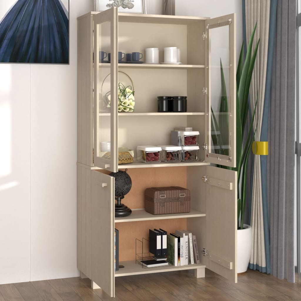 Hoge kast HAMAR massief grenenhout honingbruin is nu te koop bij PeponiXL, paradijselijk wonen!