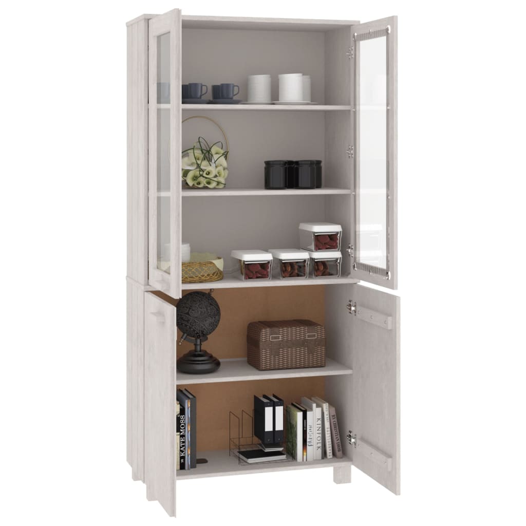 Hoge kast HAMAR massief grenenhout wit is nu te koop bij PeponiXL, paradijselijk wonen!