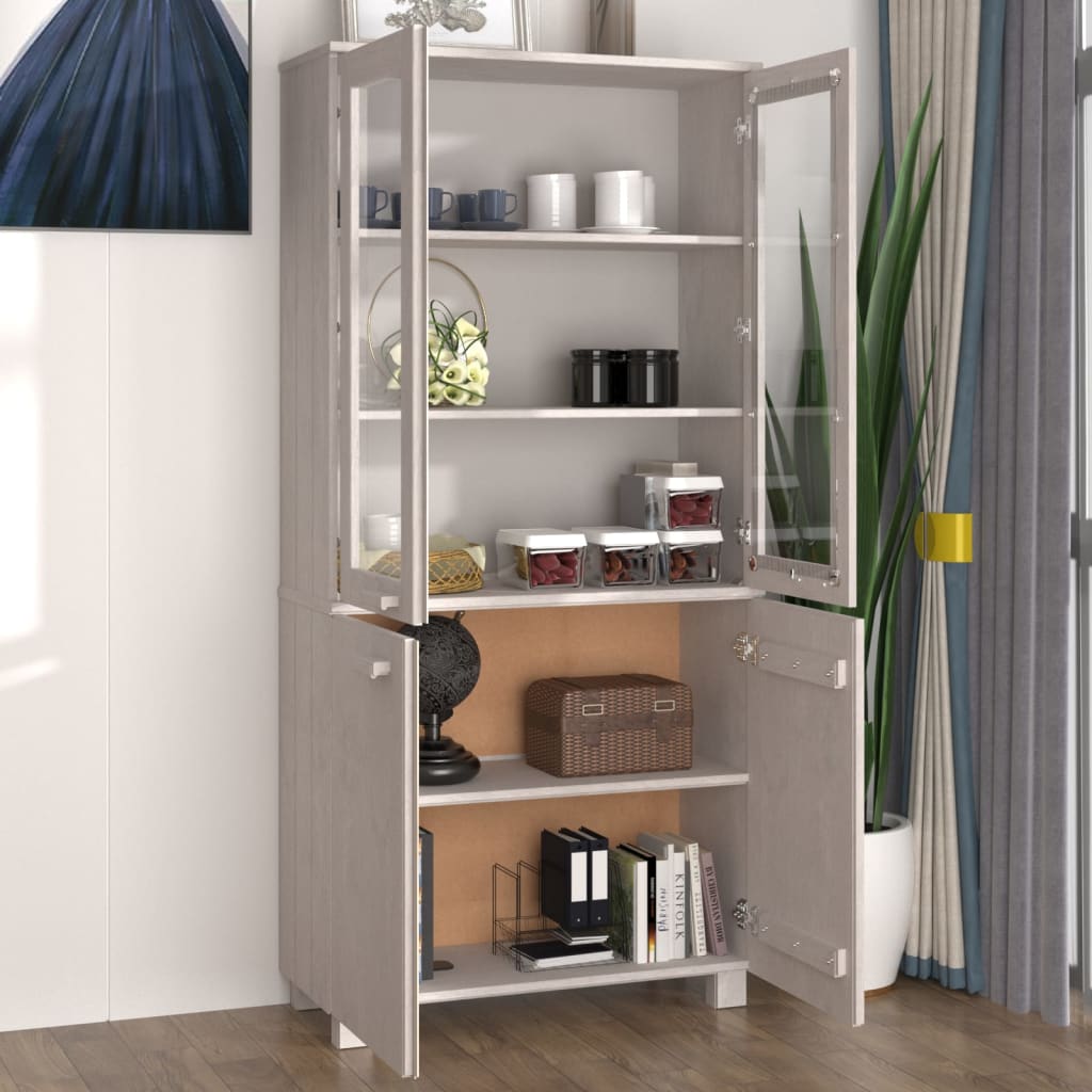 Hoge kast HAMAR massief grenenhout wit is nu te koop bij PeponiXL, paradijselijk wonen!