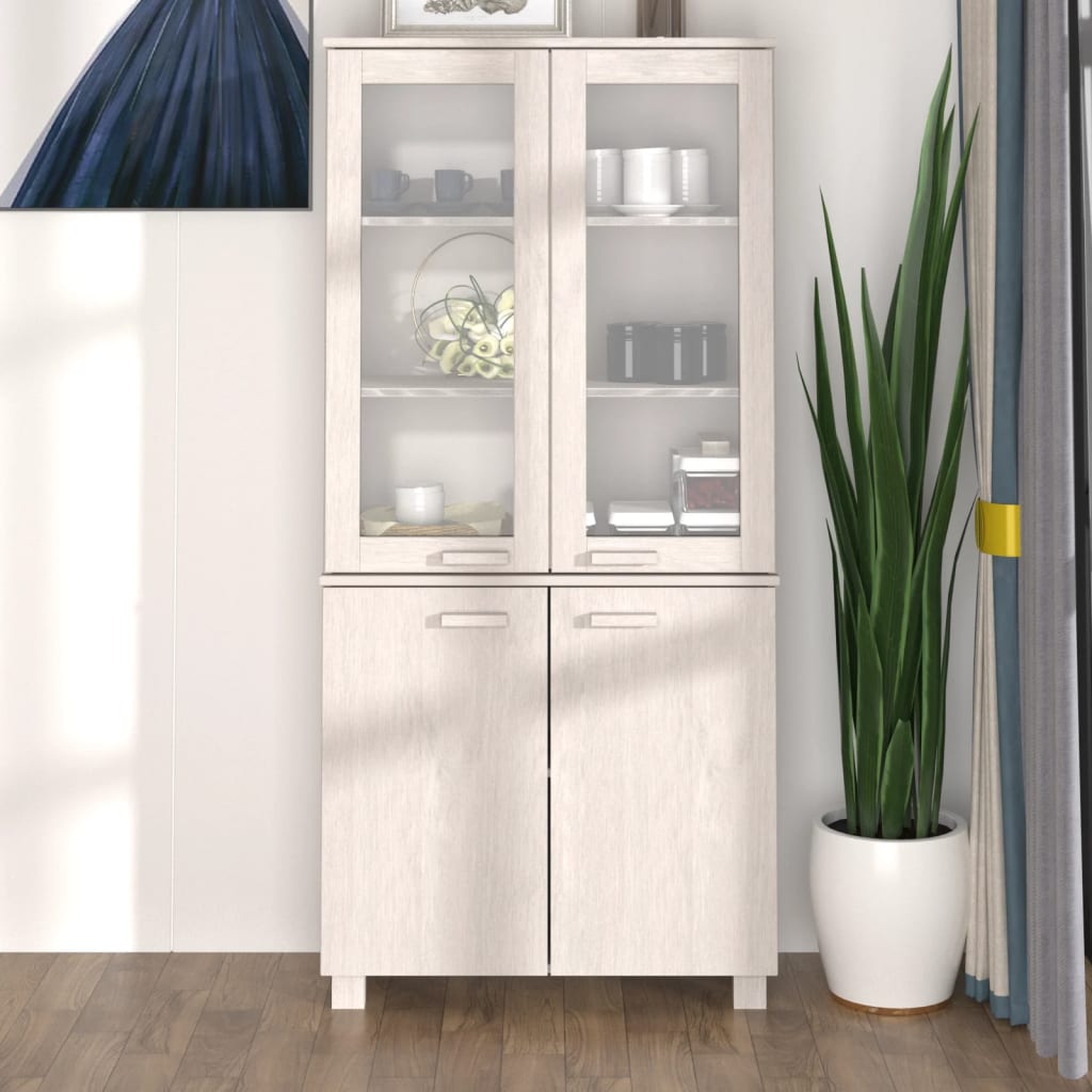 Hoge kast HAMAR massief grenenhout wit is nu te koop bij PeponiXL, paradijselijk wonen!