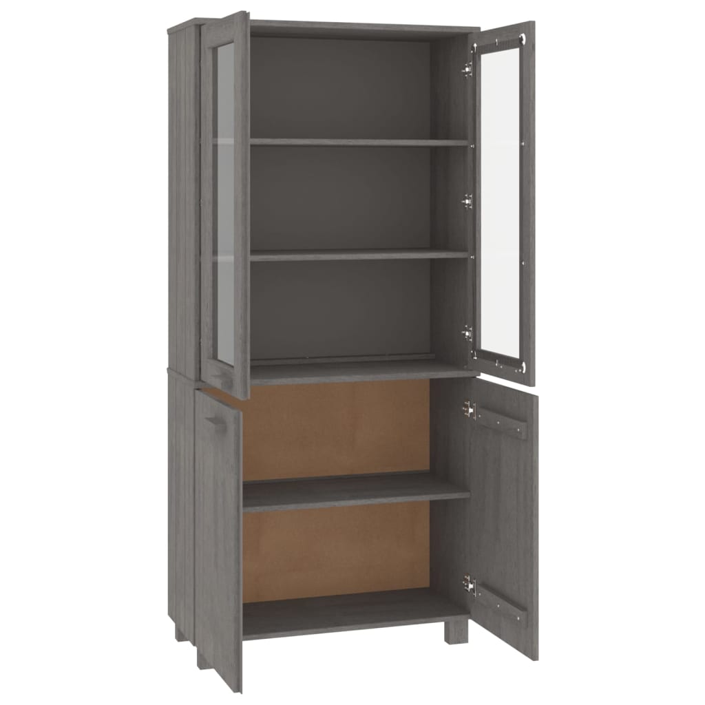Hoge kast HAMAR massief grenenhout lichtgrijs is nu te koop bij PeponiXL, paradijselijk wonen!