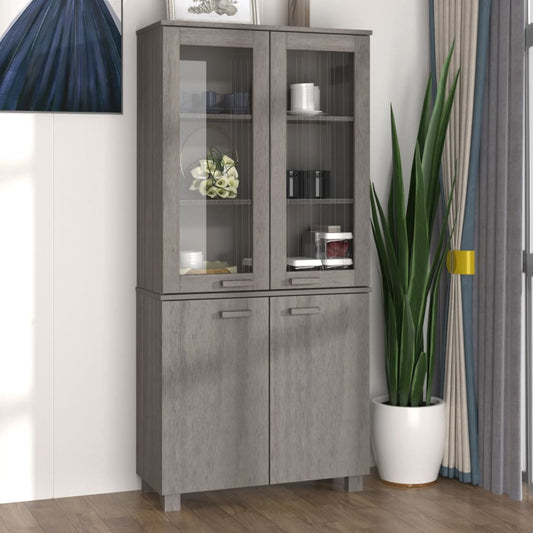 Hoge kast HAMAR massief grenenhout lichtgrijs is nu te koop bij PeponiXL, paradijselijk wonen!