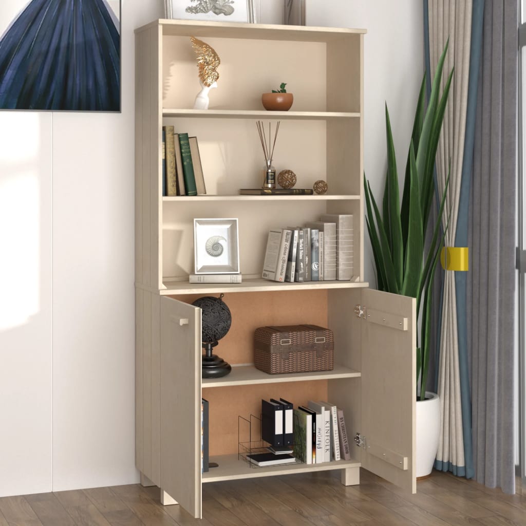 Hoge kast HAMAR massief grenenhout honingbruin is nu te koop bij PeponiXL, paradijselijk wonen!
