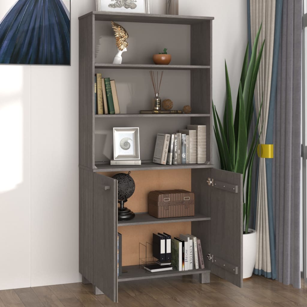 Hoge kast HAMAR massief grenenhout lichtgrijs is nu te koop bij PeponiXL, paradijselijk wonen!
