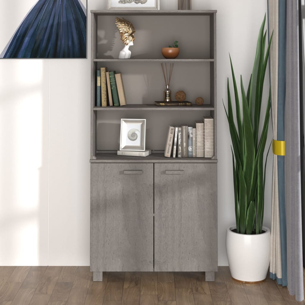 Hoge kast HAMAR massief grenenhout lichtgrijs is nu te koop bij PeponiXL, paradijselijk wonen!