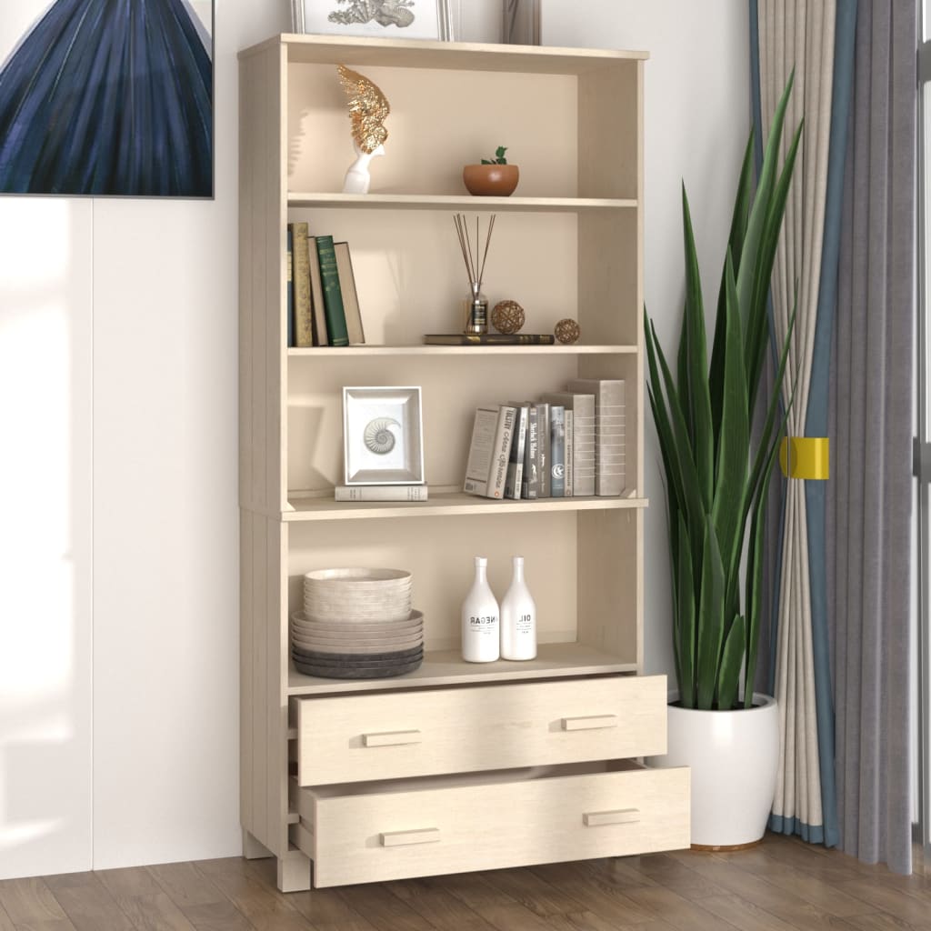 Hoge kast HAMAR massief grenenhout honingbruin is nu te koop bij PeponiXL, paradijselijk wonen!