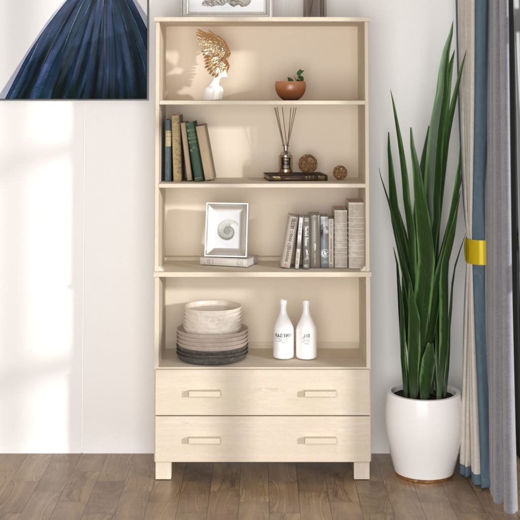 Hoge kast HAMAR massief grenenhout honingbruin is nu te koop bij PeponiXL, paradijselijk wonen!