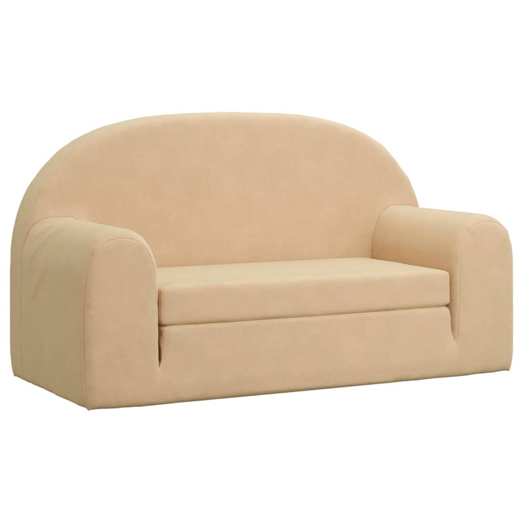 Kinderslaapbank 2-zits zacht pluche crèmekleurig is nu te koop bij PeponiXL, paradijselijk wonen!