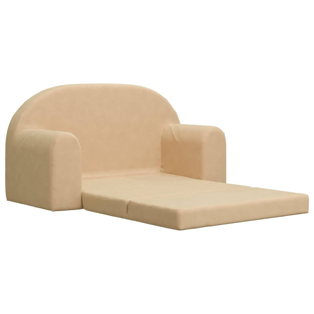 Kinderslaapbank 2-zits zacht pluche crèmekleurig is nu te koop bij PeponiXL, paradijselijk wonen!