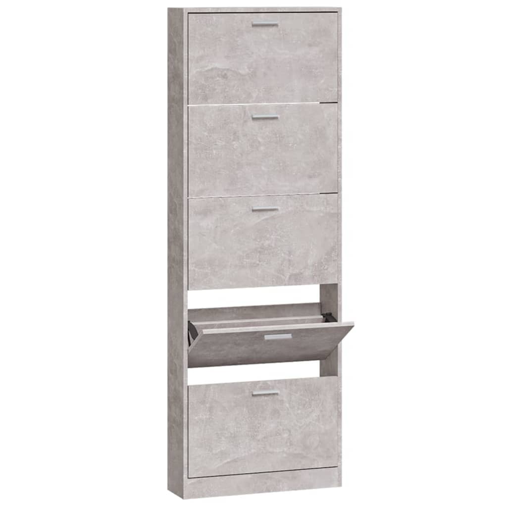 Schoenenkast 59x17x169 cm bewerkt hout betongrijs is nu te koop bij PeponiXL, paradijselijk wonen!
