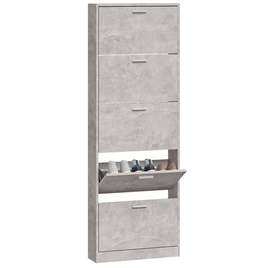 Schoenenkast 59x17x169 cm bewerkt hout betongrijs is nu te koop bij PeponiXL, paradijselijk wonen!