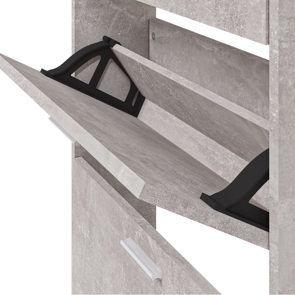 Schoenenkast 59x17x169 cm bewerkt hout betongrijs is nu te koop bij PeponiXL, paradijselijk wonen!