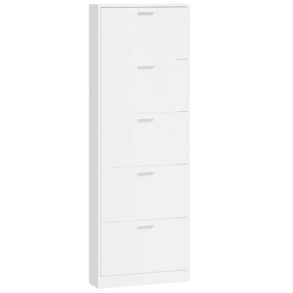 Schoenenkast 59x17x169 cm bewerkt hout hoogglans wit is nu te koop bij PeponiXL, paradijselijk wonen!
