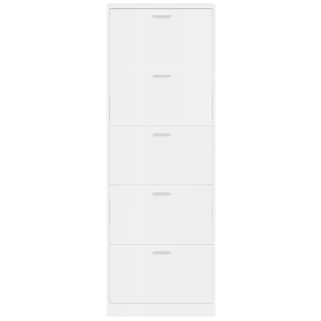 Schoenenkast 59x17x169 cm bewerkt hout hoogglans wit is nu te koop bij PeponiXL, paradijselijk wonen!