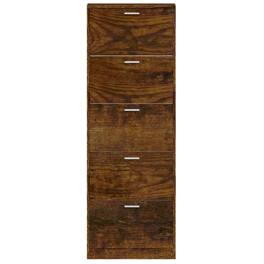 Schoenenkast 59x17x169 cm bewerkt hout gerookt eikenkleurig is nu te koop bij PeponiXL, paradijselijk wonen!