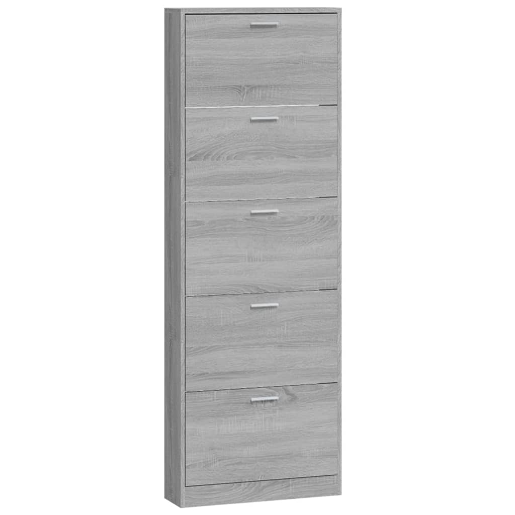 Schoenenkast 59x17x169 cm bewerkt hout grijs sonoma eikenkleur is nu te koop bij PeponiXL, paradijselijk wonen!