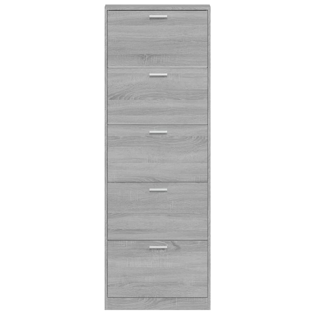 Schoenenkast 59x17x169 cm bewerkt hout grijs sonoma eikenkleur is nu te koop bij PeponiXL, paradijselijk wonen!