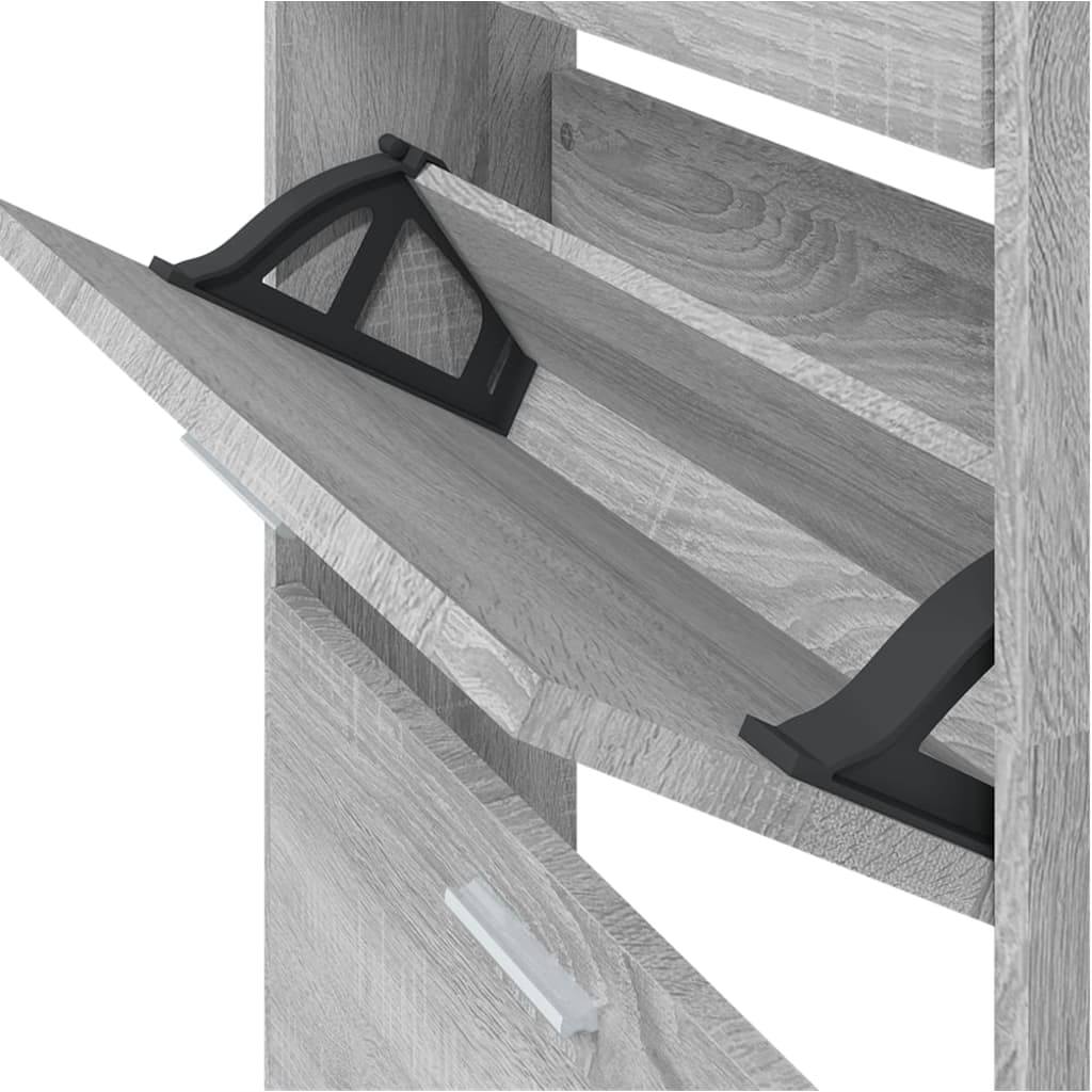 Schoenenkast 59x17x169 cm bewerkt hout grijs sonoma eikenkleur is nu te koop bij PeponiXL, paradijselijk wonen!