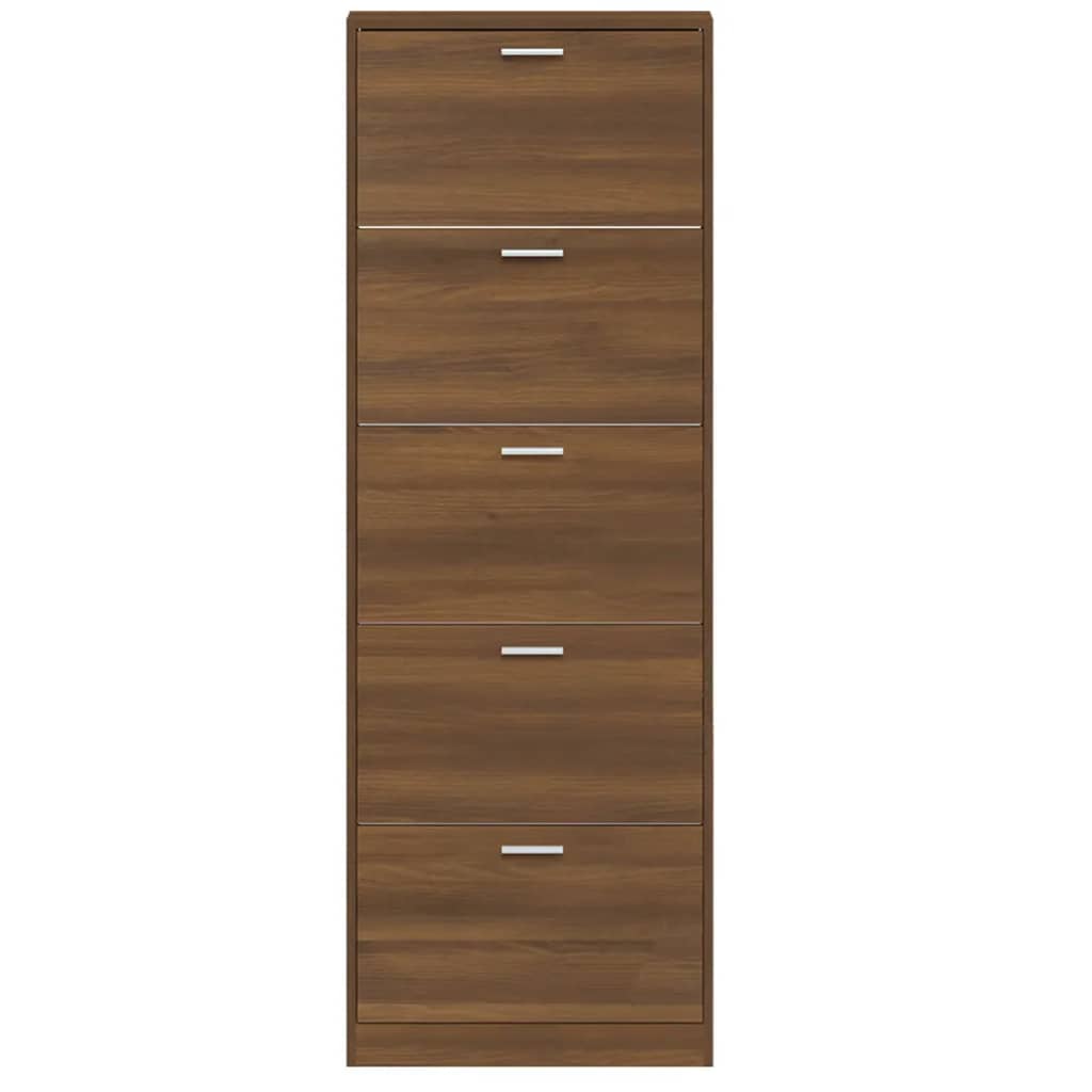 Schoenenkast 59x17x169 cm bewerkt hout bruin eikenkleur is nu te koop bij PeponiXL, paradijselijk wonen!