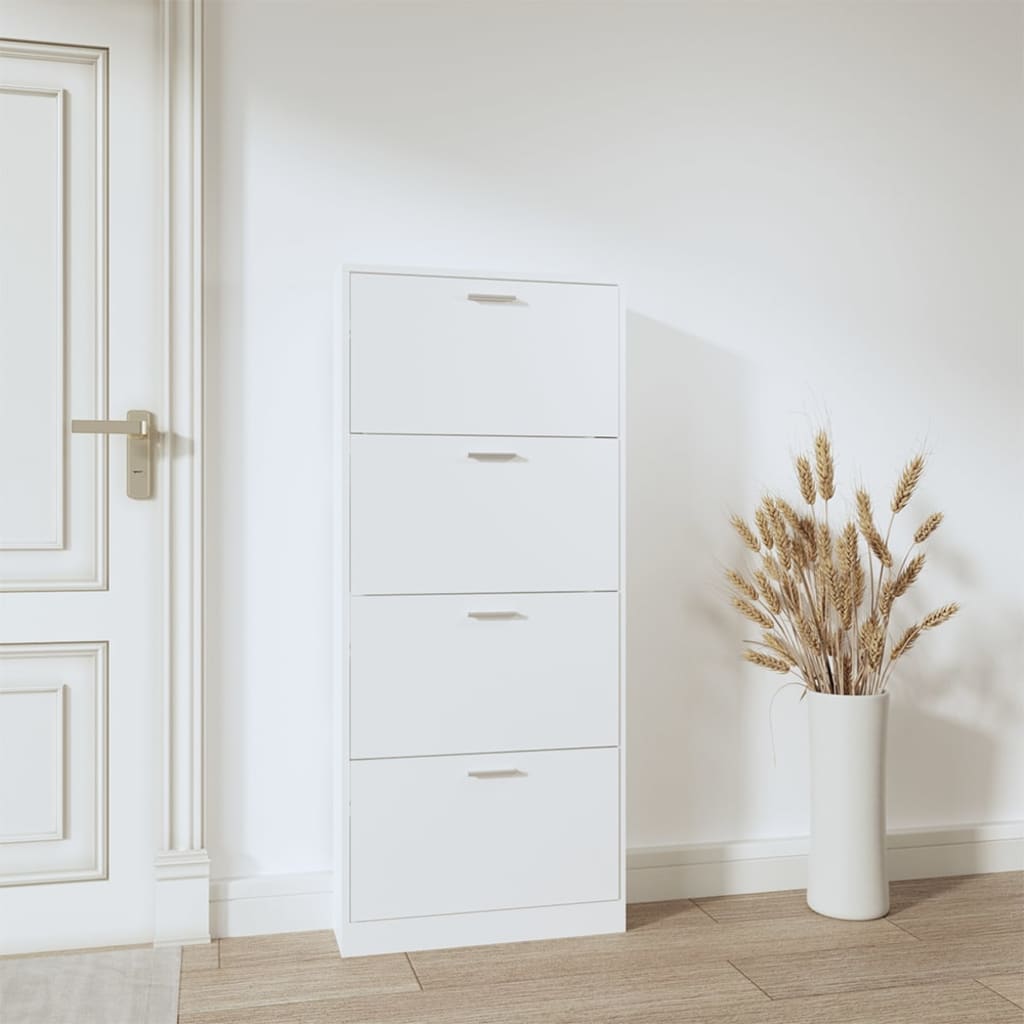 Schoenenkast 59x17x150 cm bewerkt hout wit is nu te koop bij PeponiXL, paradijselijk wonen!