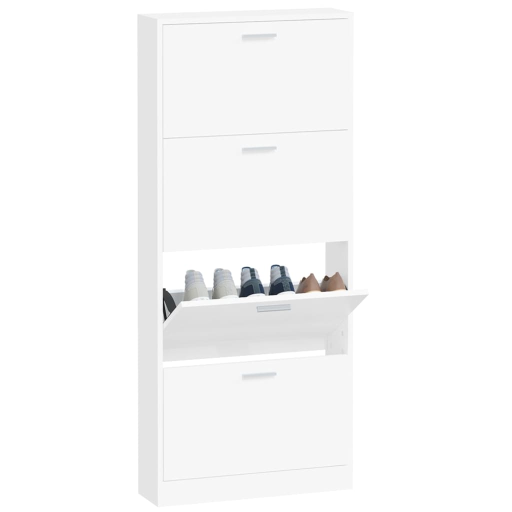 Schoenenkast 59x17x150 cm bewerkt hout wit is nu te koop bij PeponiXL, paradijselijk wonen!