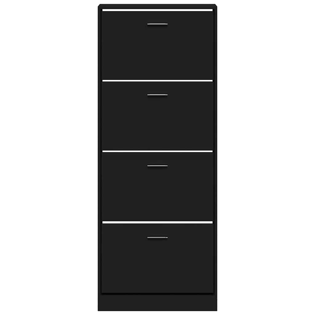 Schoenenkast 59x17x150 cm bewerkt hout zwart is nu te koop bij PeponiXL, paradijselijk wonen!