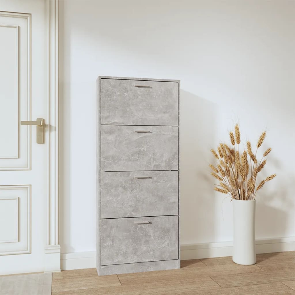 Schoenenkast 59x17x150 cm bewerkt hout betongrijs is nu te koop bij PeponiXL, paradijselijk wonen!