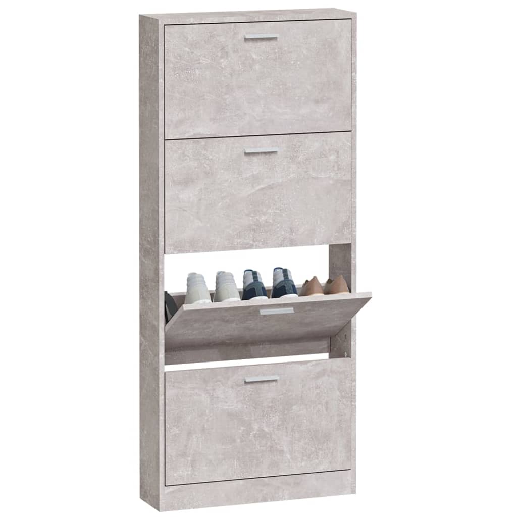 Schoenenkast 59x17x150 cm bewerkt hout betongrijs is nu te koop bij PeponiXL, paradijselijk wonen!
