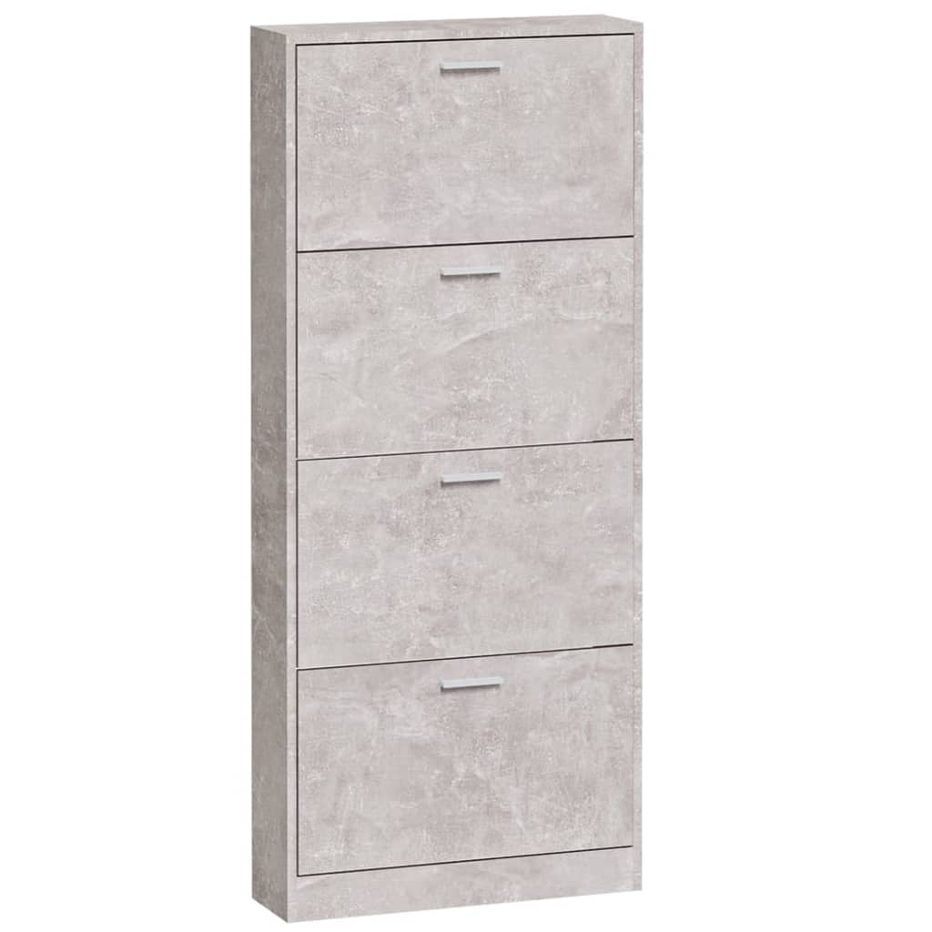 Schoenenkast 59x17x150 cm bewerkt hout betongrijs is nu te koop bij PeponiXL, paradijselijk wonen!
