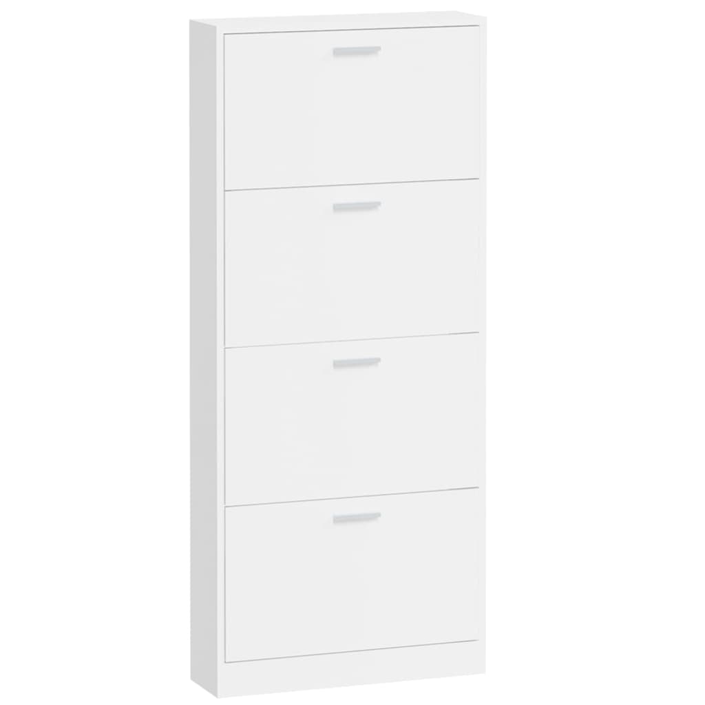 Schoenenkast 59x17x150 cm bewerkt hout hoogglans wit is nu te koop bij PeponiXL, paradijselijk wonen!