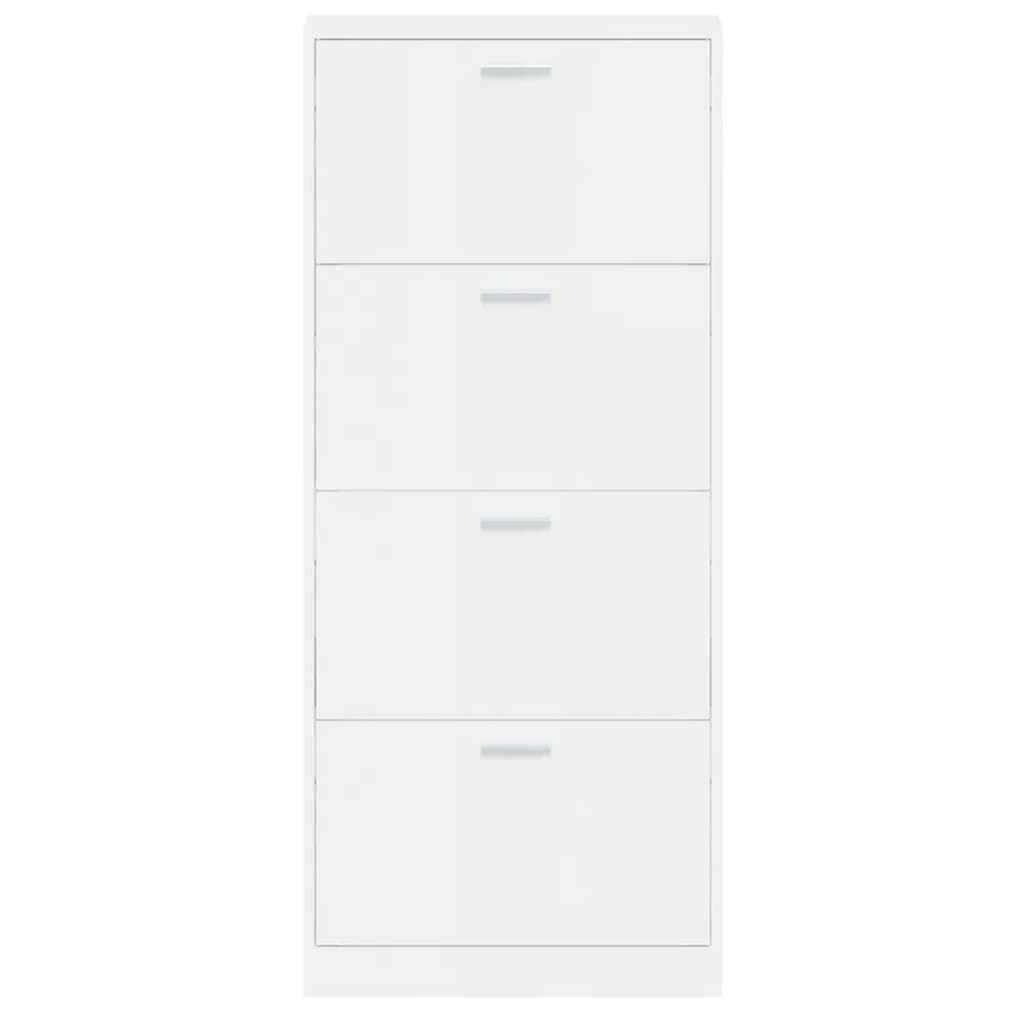 Schoenenkast 59x17x150 cm bewerkt hout hoogglans wit is nu te koop bij PeponiXL, paradijselijk wonen!