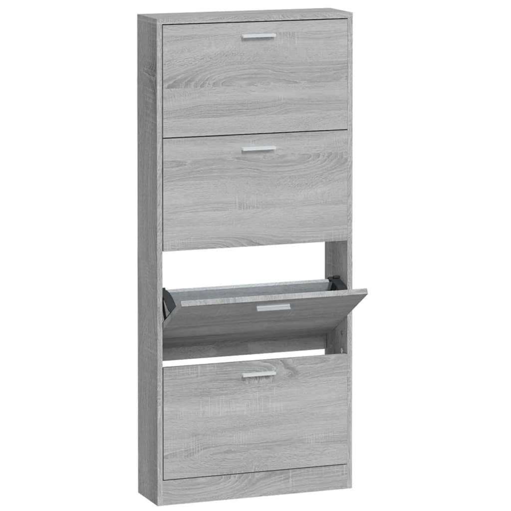 Schoenenkast 59x17x150 cm bewerkt hout grijs sonoma is nu te koop bij PeponiXL, paradijselijk wonen!