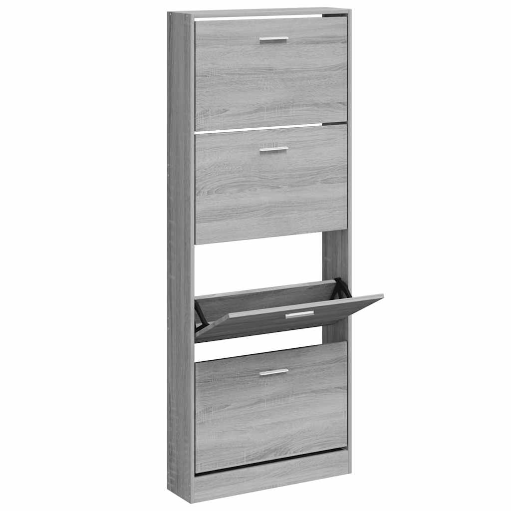 Schoenenkast 59x17x150 cm bewerkt hout grijs sonoma is nu te koop bij PeponiXL, paradijselijk wonen!