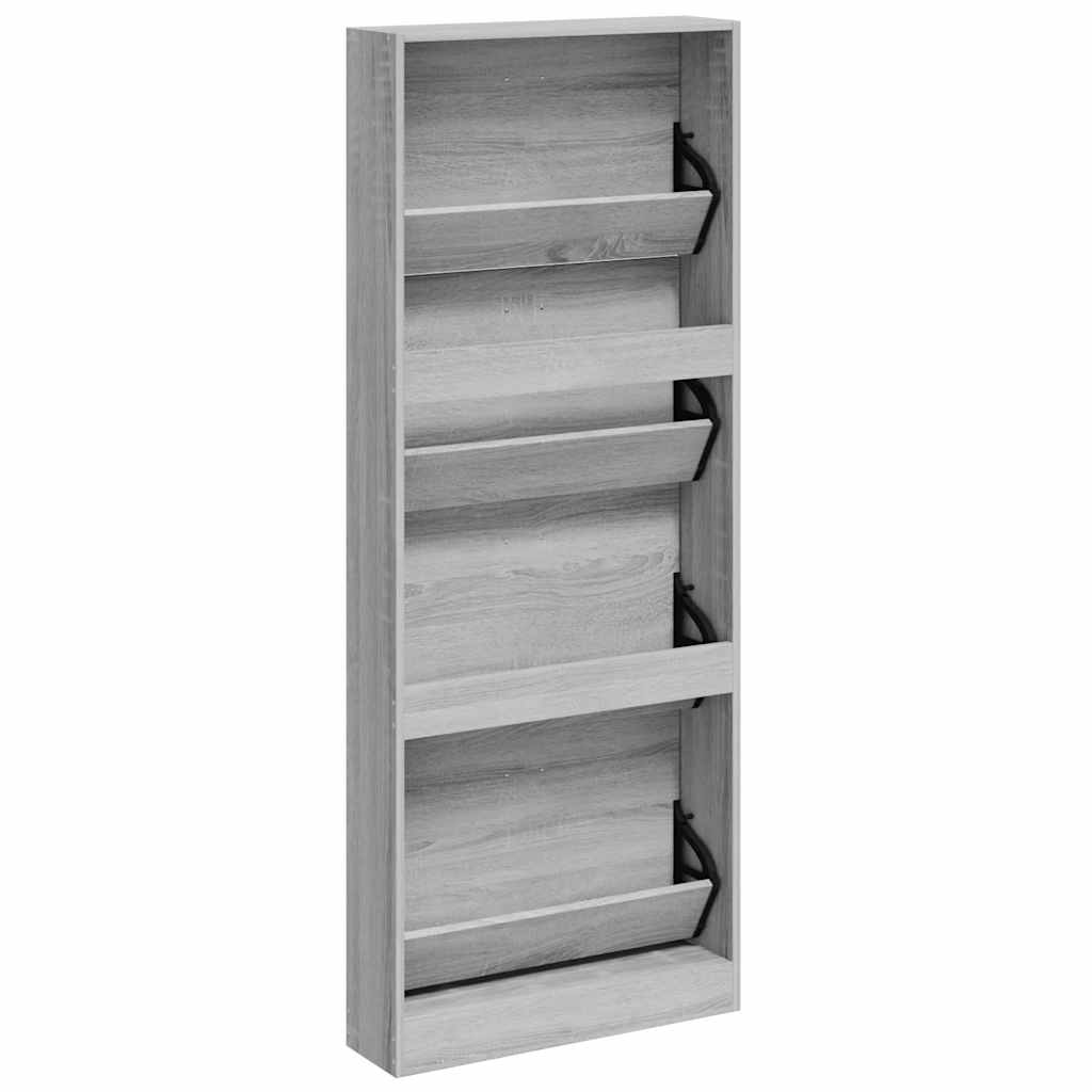 Schoenenkast 59x17x150 cm bewerkt hout grijs sonoma is nu te koop bij PeponiXL, paradijselijk wonen!