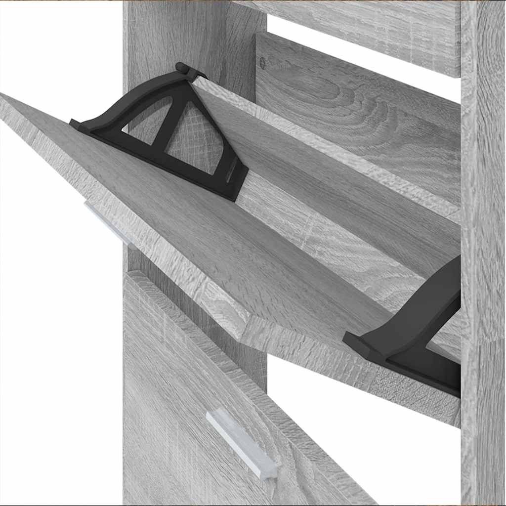 Schoenenkast 59x17x150 cm bewerkt hout grijs sonoma is nu te koop bij PeponiXL, paradijselijk wonen!