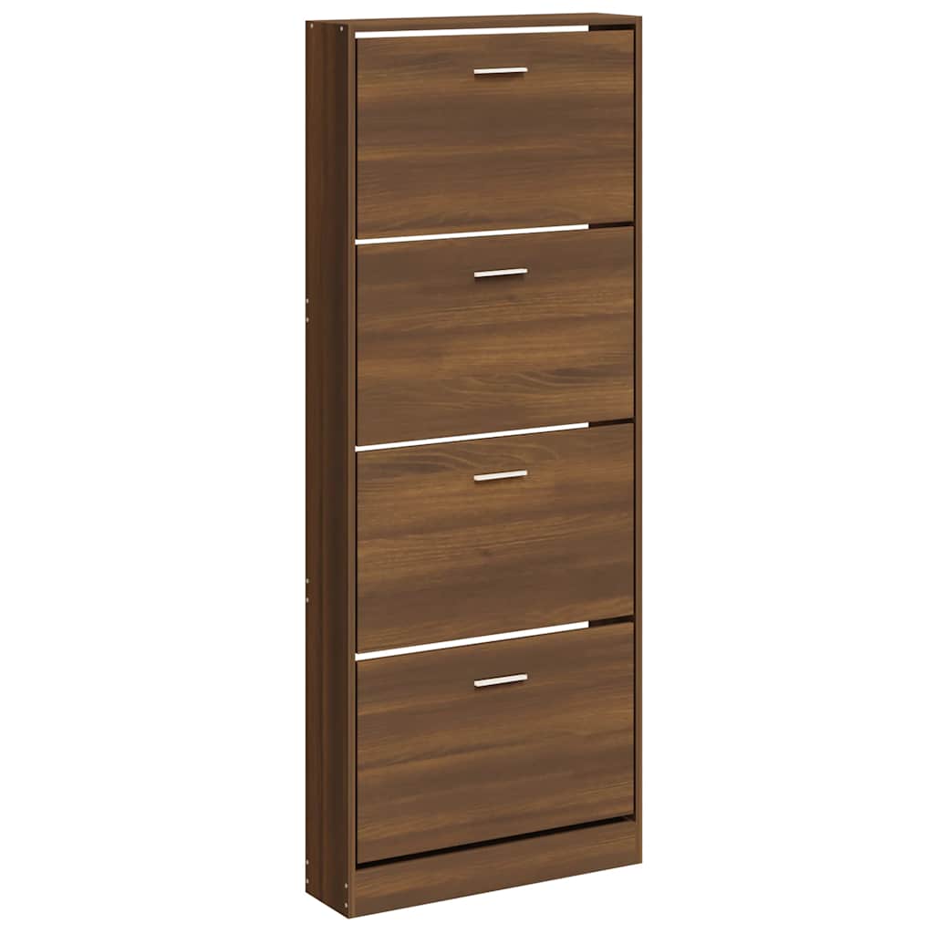 Schoenenkast 59x17x150 cm bewerkt hout bruin eikenkleur is nu te koop bij PeponiXL, paradijselijk wonen!