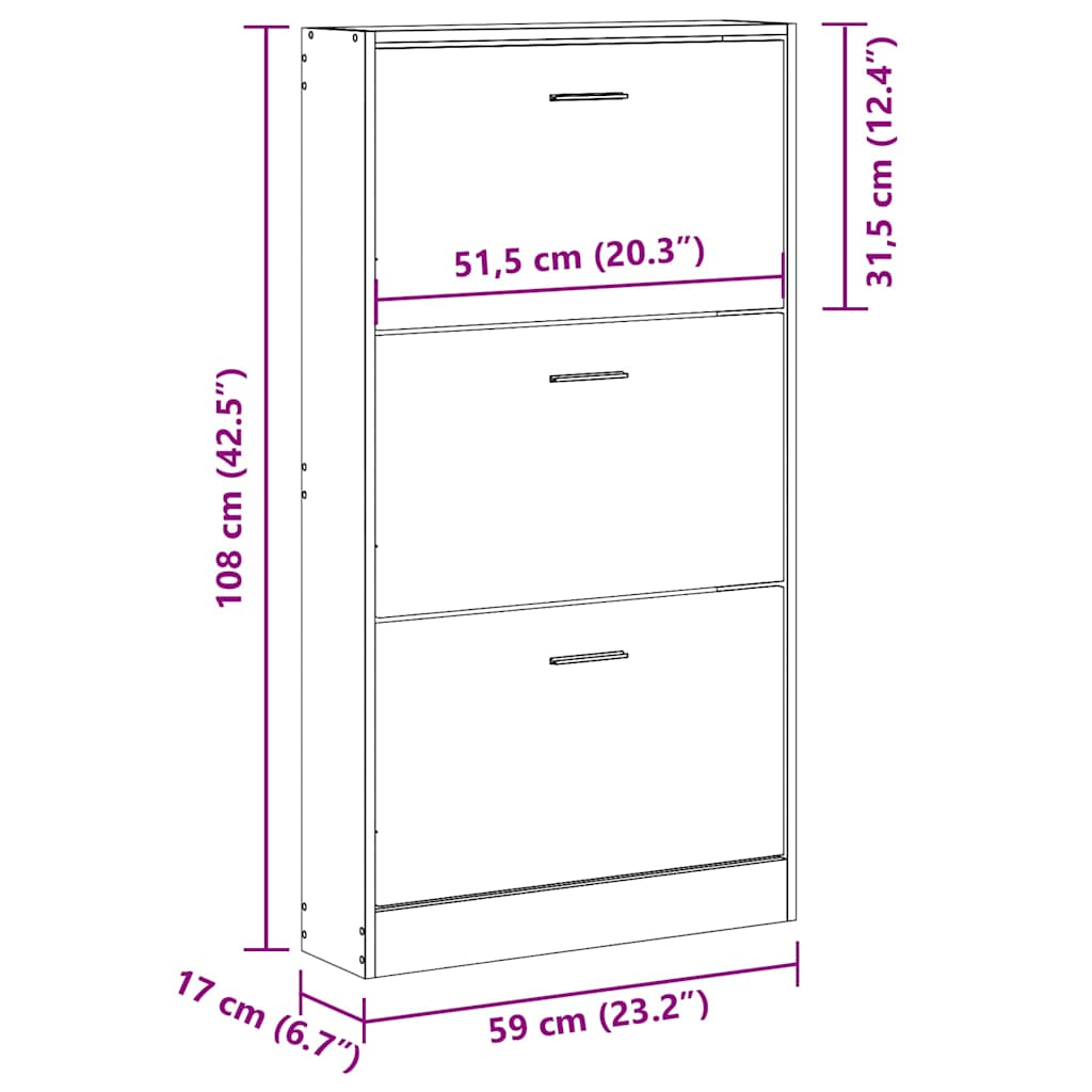 Schoenenkast 59x17x108 cm bewerkt hout zwart is nu te koop bij PeponiXL, paradijselijk wonen!